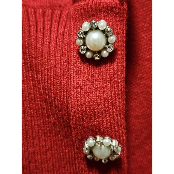 Tahari Sweater Jeweled Sleeved Cranberry Red Womens Small Turtle Neck - Picture 3 of 9